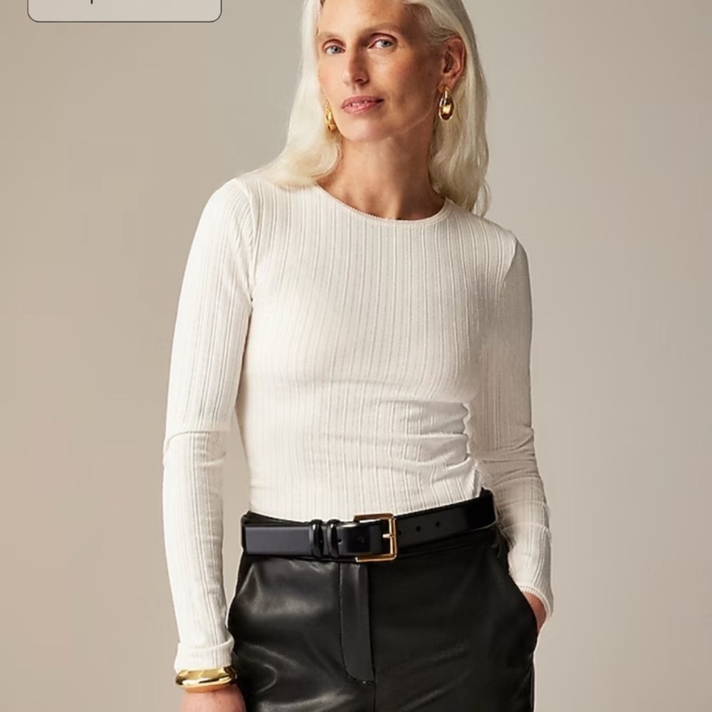 J crew ivory Pointelle long-sleeve T-shirt